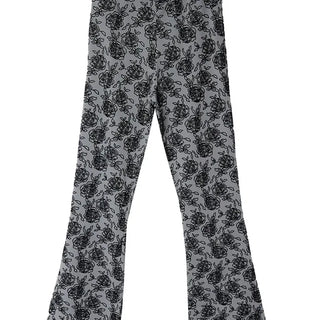 Rose Flower Jacquard Layered Bootcut Pants
