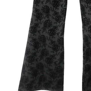 Rose Flower Jacquard Layered Bootcut Pants
