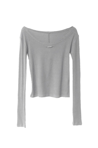DUS TWO-WAY DEEP U-NECK LONG SLEEVE TEE