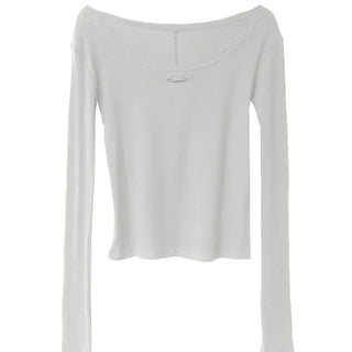 DUS TWO-WAY DEEP U-NECK LONG SLEEVE TEE