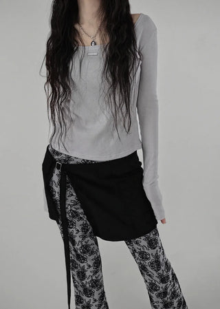 DUS TWO-WAY DEEP U-NECK LONG SLEEVE TEE