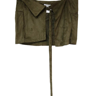 SWET SUEDE BUCKLE LAYERED WRAP SKIRT