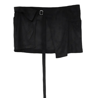 SWET SUEDE BUCKLE LAYERED WRAP SKIRT