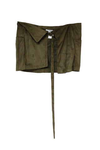 SWET SUEDE BUCKLE LAYERED WRAP SKIRT