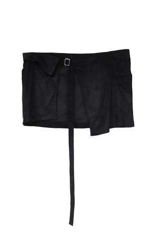 SWET SUEDE BUCKLE LAYERED WRAP SKIRT