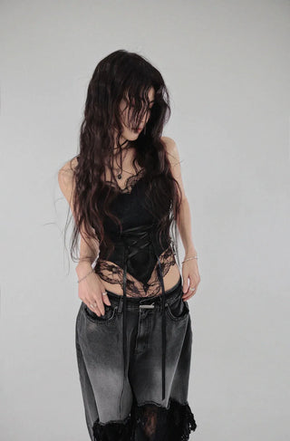 CHICHI CORSET LACE V-CUT CAP STRAP BRA TOP