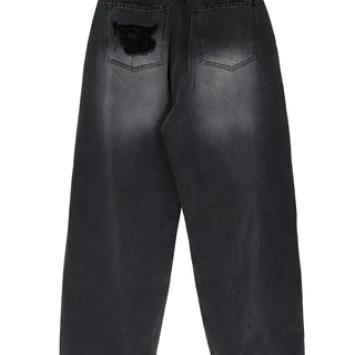 BOHEMIAN BLACK LACE DAMAGE WIDE DENIM