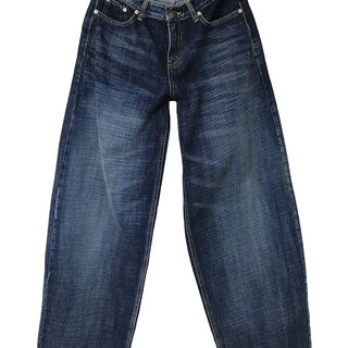 Dark down blue low rise loose wide denim pants