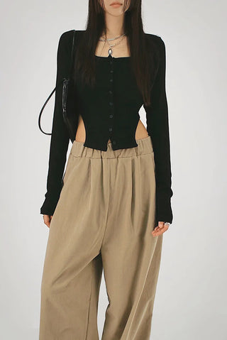 New Jeans Side Slit T-Shirt Button-Up Cardigan