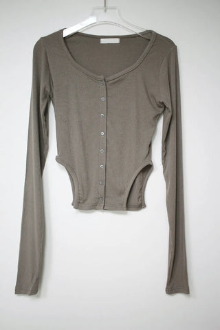 New Jeans Side Slit T-Shirt Button-Up Cardigan