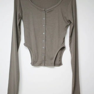 New Jeans Side Slit T-Shirt Button-Up Cardigan