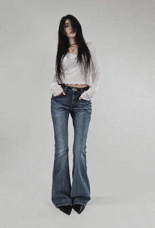 WINGS CAT REAL WASHING SLIM BOOTCUT DENIM JEANS