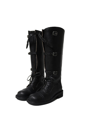 RIDER LACE-UP THREE-BUCKLE WALKER LONG BOOTS