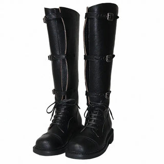 RIDER LACE-UP THREE-BUCKLE WALKER LONG BOOTS