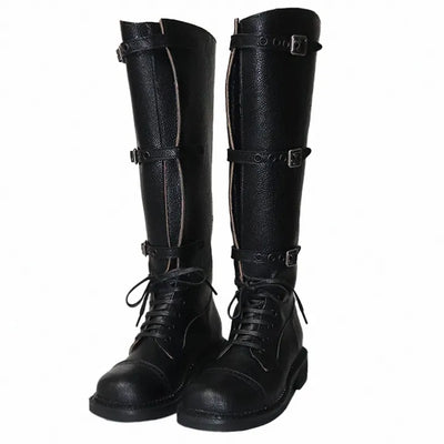 RIDER LACE-UP THREE-BUCKLE WALKER LONG BOOTS