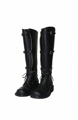 RIDER LACE-UP THREE-BUCKLE WALKER LONG BOOTS