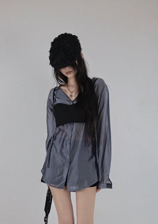 BUSTIER SILKY STRAP LAYERED TOP
