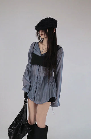 BUSTIER SILKY STRAP LAYERED TOP