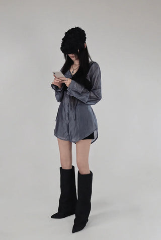 BUSTIER SILKY STRAP LAYERED TOP