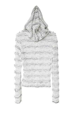 Hippie See-Through Lace Two-Way Zip-Up Hooded Cardigan