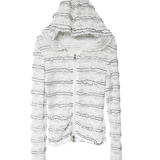 Hippie See-Through Lace Two-Way Zip-Up Hooded Cardigan