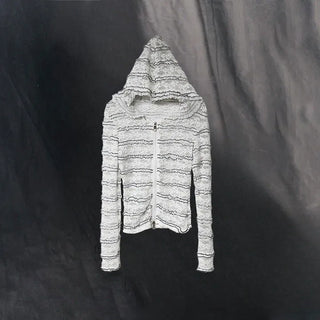 Hippie See-Through Lace Two-Way Zip-Up Hooded Cardigan