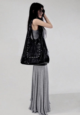 EYELET TRI BIG SHOPPER SHOULDER BAG