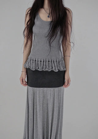 PALM DAMAGE FRILL HALF SLEEVELESS KNITWEAR Palm Damage Frill Half Sleeveless Knit Nashi