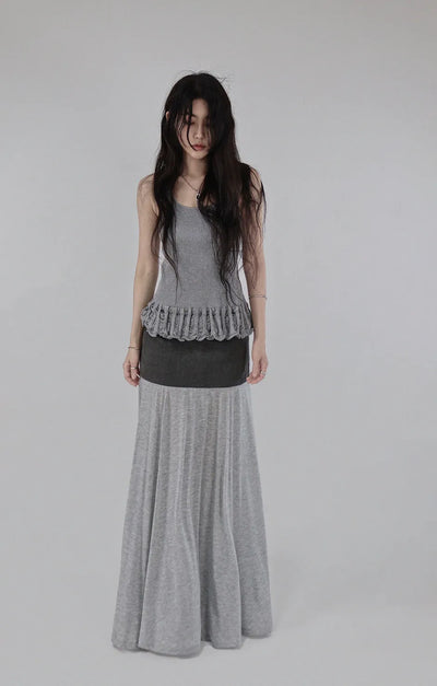 PALM DAMAGE FRILL HALF SLEEVELESS KNITWEAR Palm Damage Frill Half Sleeveless Knit Nashi