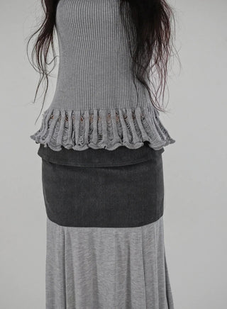 PALM DAMAGE FRILL HALF SLEEVELESS KNITWEAR Palm Damage Frill Half Sleeveless Knit Nashi