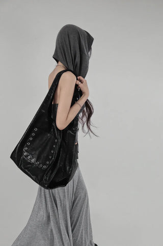 OFF-HOOD BACKLESS RIVET OFF-SHOULDER TOP