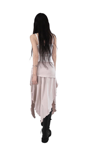 FREE JERSEY FLARE UNBALANCED LONG WRAP SKIRT