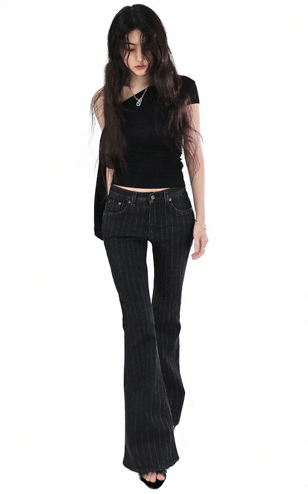 ROB LOW-RISE SLIM FIT ST BLACK BOOTCUT PANTS