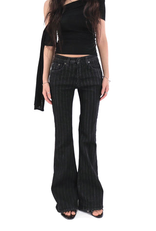 ROB LOW-RISE SLIM FIT ST BLACK BOOTCUT PANTS