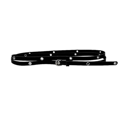 Ring Ring Double Metal Eyelet Slim Long Belt