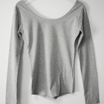 Daily Basic U-Neck Long Sleeve Slim Fit Half T-Shirt