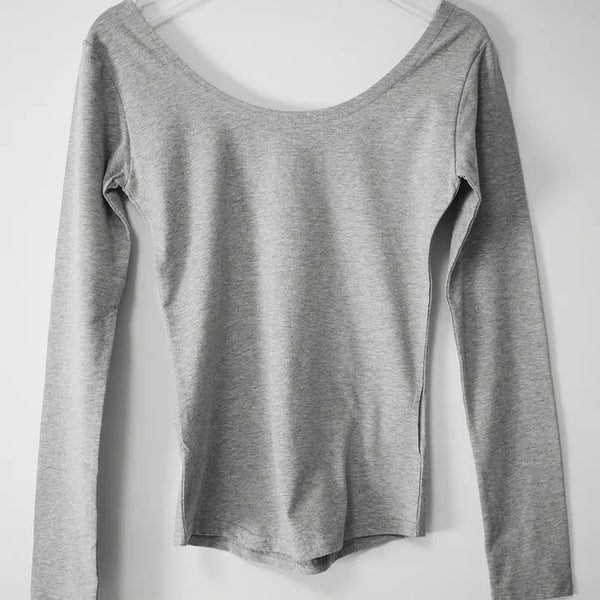 Daily Basic U-Neck Long Sleeve Slim Fit Half T-Shirt