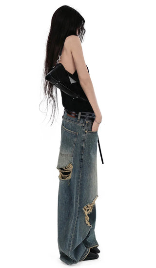 Come Back Twisted Drape Backless Loose-Neck Knit Top