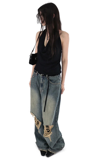 VINTONE DEST VINTAGE DAMAGE WIDE DENIM PANTS