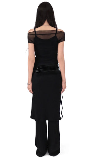 MING LAYERED KNIT WRAP BOOTCUT SKIRT PANTS