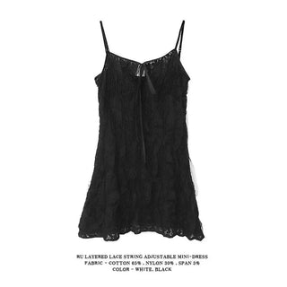 RU LAYERED LACE STRING ADJUSTABLE MINI-DRESS