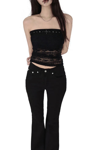 Look Back Stud Rivet FroWN Pocket Real Bootcut