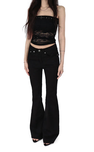 Look Back Stud Rivet FroWN Pocket Real Bootcut