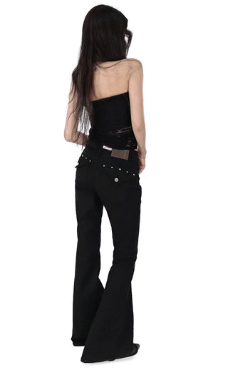 Look Back Stud Rivet FroWN Pocket Real Bootcut