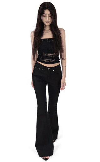 Look Back Stud Rivet FroWN Pocket Real Bootcut