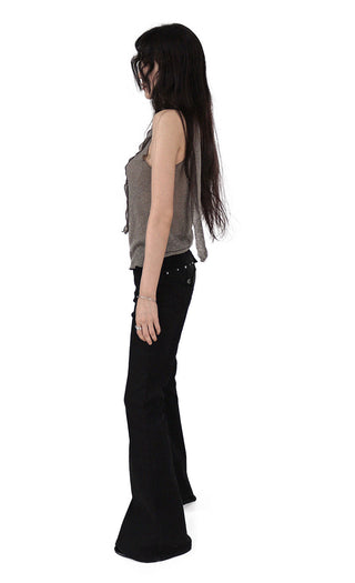 Look Back Stud Rivet FroWN Pocket Real Bootcut