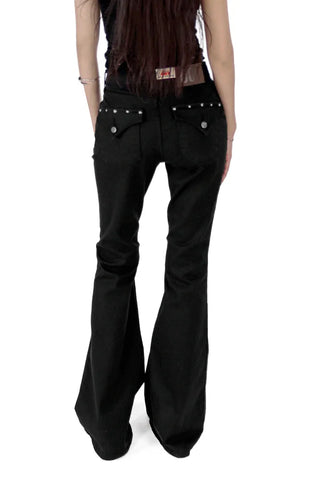 Look Back Stud Rivet FroWN Pocket Real Bootcut