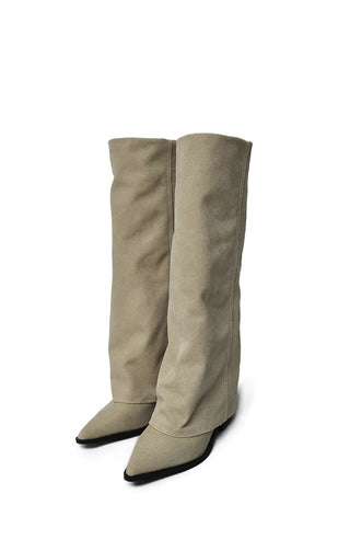 LINEN FOLD HIDDEN STELETTO WARMER LONG BOOTS