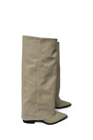 LINEN FOLD HIDDEN STELETTO WARMER LONG BOOTS