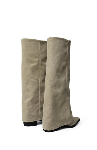 LINEN FOLD HIDDEN STELETTO WARMER LONG BOOTS